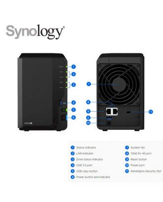 Synology DiskStation DS220+ 2-bays NAS, RAM 2GB (Up to 6GB)